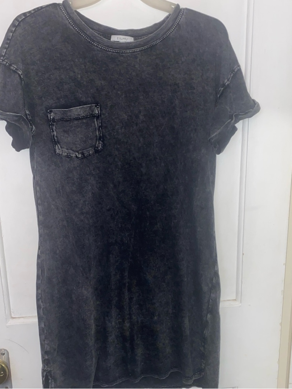 Z Supply Washed Black Mini Pocket Tee Dress
